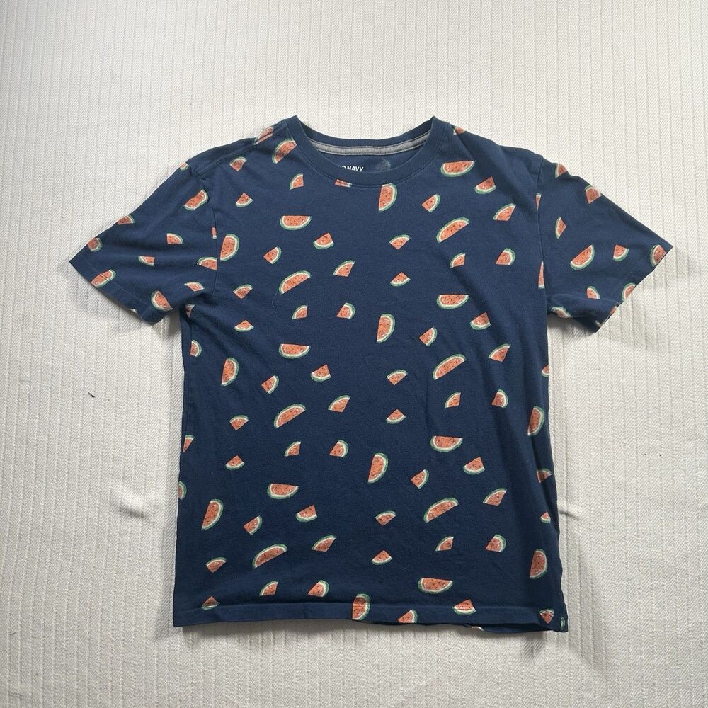 Old Navy Boys XL 14-16 Short Sleeve Softest Tee Navy Blue Watermelon Print Shirt